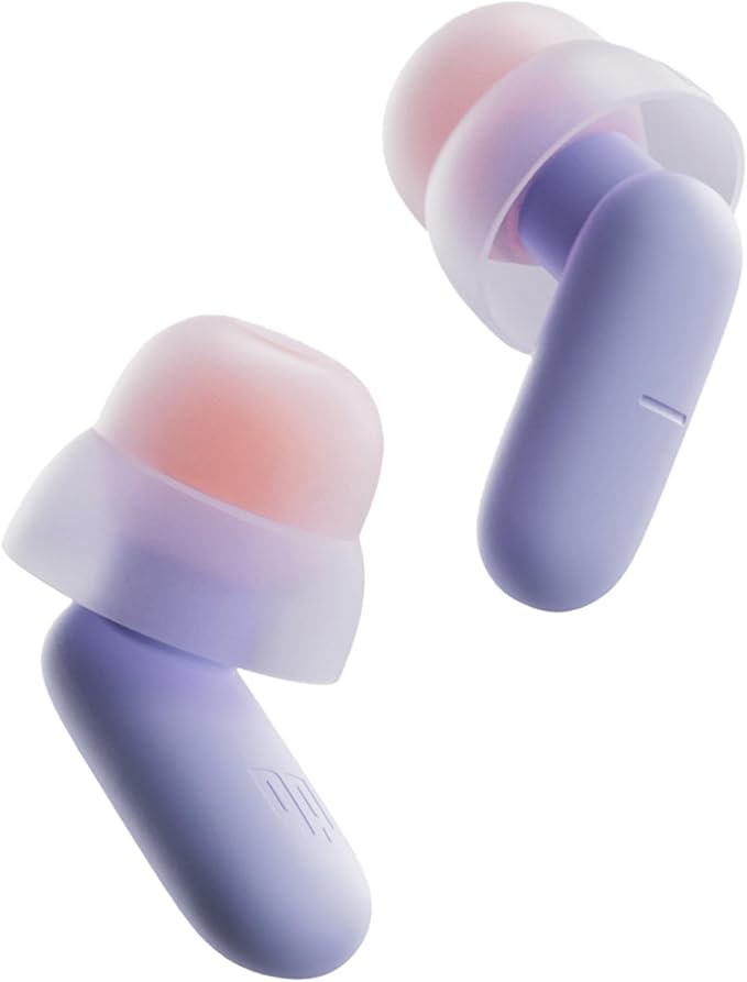 Ear Plugs for Sleeping All-Night Wear without Ear Pain Side Sleeper Patent Qufits Eartips Ultra-Comfy Reusable Earplugs for Sleep, Focus, Study, Travel, 23dB Noise Reduction - Violet