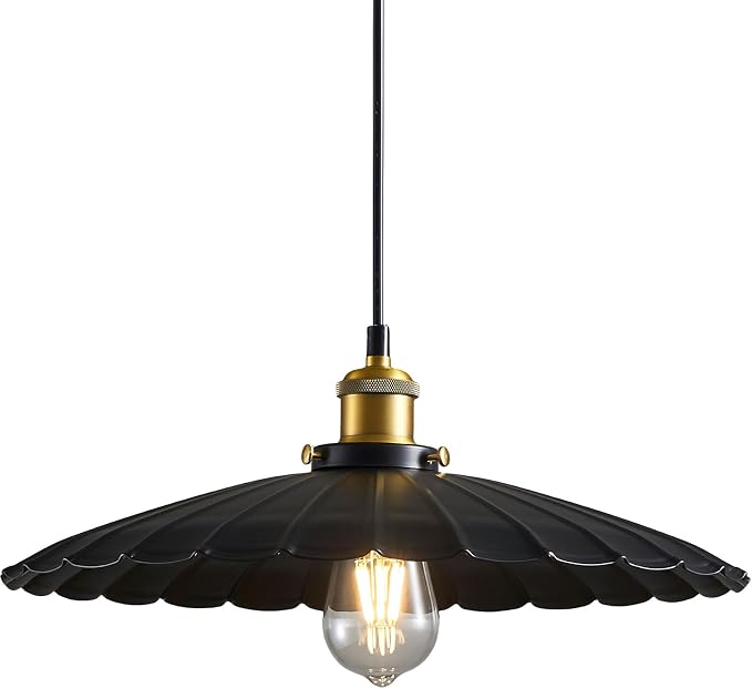 Kitchen Pendant Lights, Black Hanging Lamp for Hallway 13.8 Inch Metal Lampshade Farmhouse Pendant Lights Kitchen Island Vintage Pendant Lighting Kitchen Island Sofa