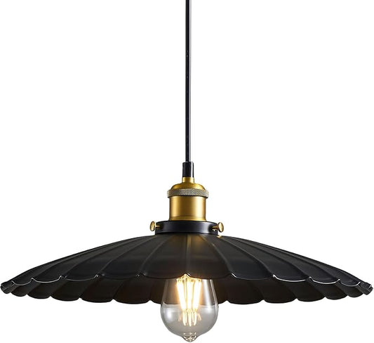 Kitchen Pendant Lights, Black Hanging Lamp for Hallway 13.8 Inch Metal Lampshade Farmhouse Pendant Lights Kitchen Island Vintage Pendant Lighting Kitchen Island Sofa