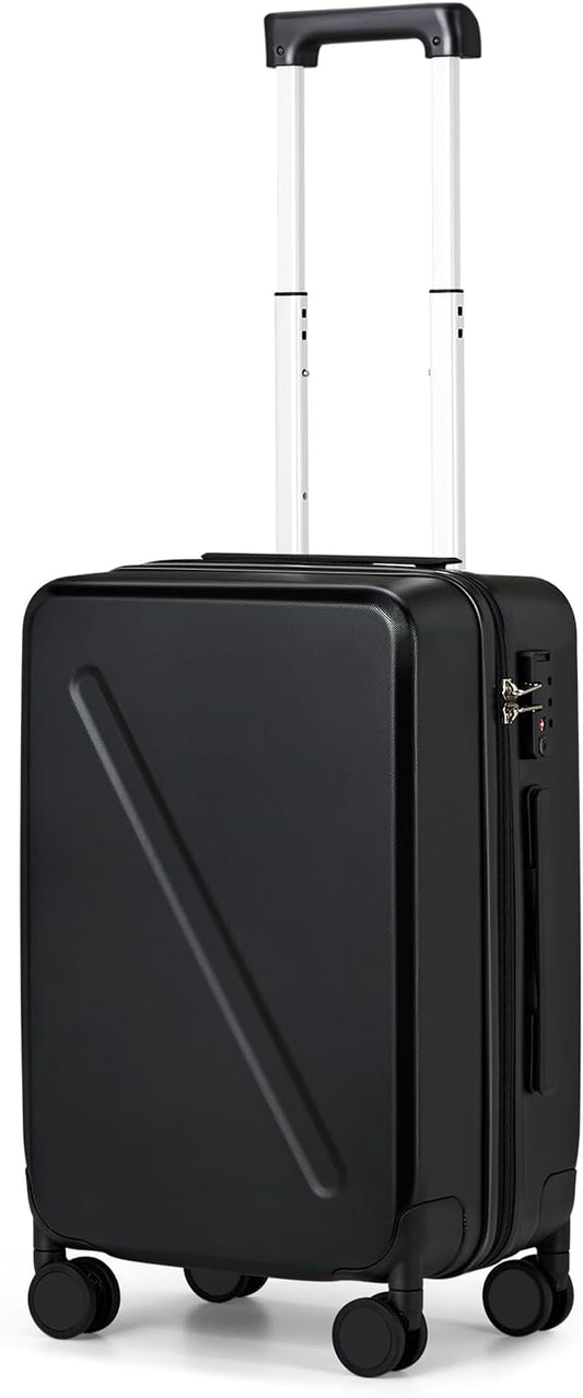 MILADA 20 Inch Carry On Luggage, 22x14x9 Airline Approved Hard Shell Carry On Suitcase with Wheels, TSA Approved Lock, Lightweight Hard Case Travel Luggage, Black