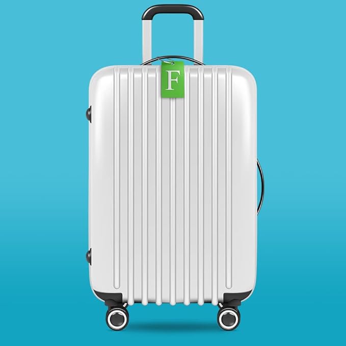 Shacke Luggage Tag Initial – Fully Bendable Tag w/Stainless Steel Loop (Letter F)
