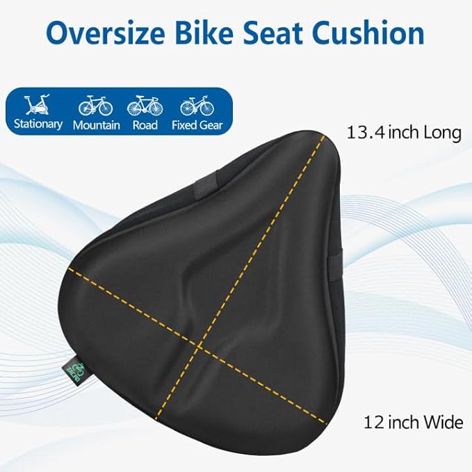Zacro Bike Seat Cushion - Gel Padded Bike Seat Cover for Men Women Comfort, Extra Soft Exercise Bicycle Seat Compatible with Peloton, Outdoor & Indoor Bike Saddles