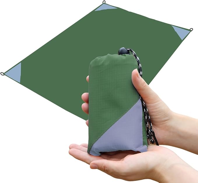Orga'Neat Pocket Picnic Blanket, Sandproof Lightweight Pocket Camping Tarp, 55″x 39″ Foldable & Fits into Small Bag, Water Resistant Washable Quick Dry Compact Beach Mat for Outdoor Recreation