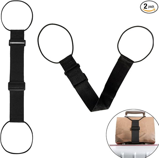 2 Pack Luggage Straps for Add a Bag Bungees Lightweight Easy Elastic Wrap Belts for Attaching Extra Bags Purse to Suitcase Handle Handbag Backpack Spinner Carryon Travel Airport