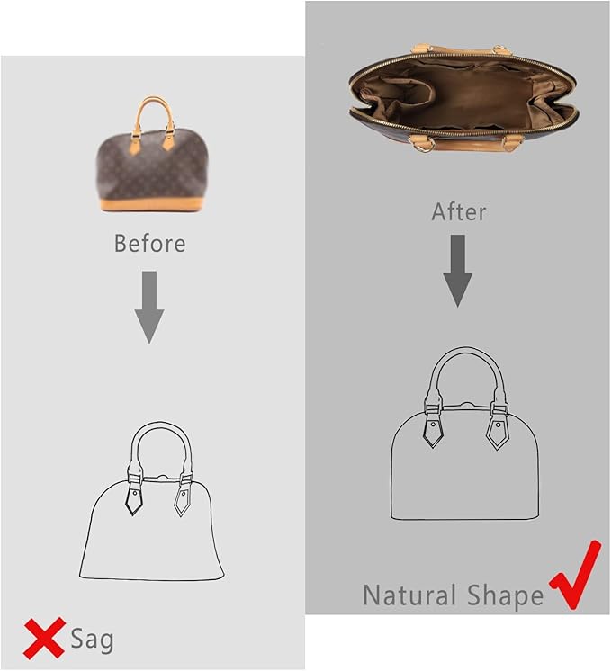 ZTUJO Purse Organizer Insert For Handbags, Silk Purse Organizer with Zipper, Silky Smooth, Bag Organizer For Speedy Neverfull Tote,onthego,Artsy, 6 Sizes (Slender Large, Silky Brown)
