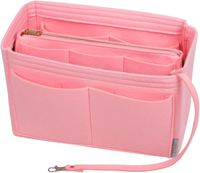 ZTUJO Purse Organizer Insert, Felt Bag Organizer with Metal Zipper, Handbag & Tote Shaper, For Speedy Neverfull Tote, 7 Sizes