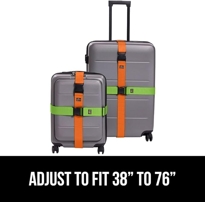 GORILLA GRIP Heavy Duty 8 Pack Adjustable Luggage Straps for Suitcases, Easy to Identify Travel Belt Connector Holds Suitcase Together, Extends Life of Bag, Strap Connects Two Bags, Multicolor