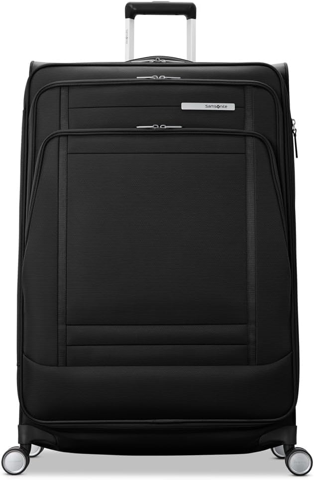 Samsonite UpLIFT Lightweight Large Checked Softside 3-Piece Luggage Set with Spinner Wheels - Expandable - Airline-Approved, Polyester Soft Suitcase for Ultra Light Travel - Black