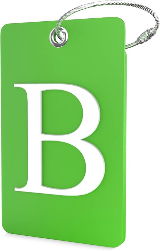 Luggage Tag Initial – Fully Bendable Tag w/Stainless Steel Loop (Letter B)