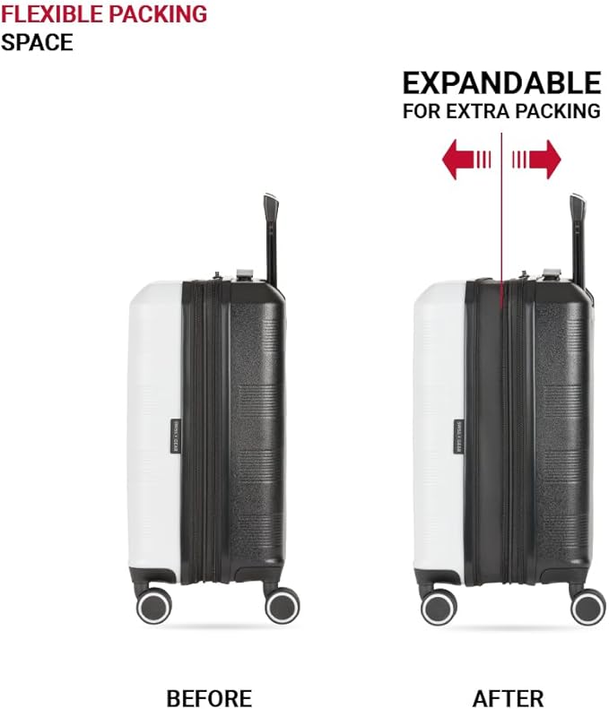 SwissGear Duet Hardside Expandable Luggage with Spinner Wheels, Grey/Black, 3-Piece Set (19/24/28)