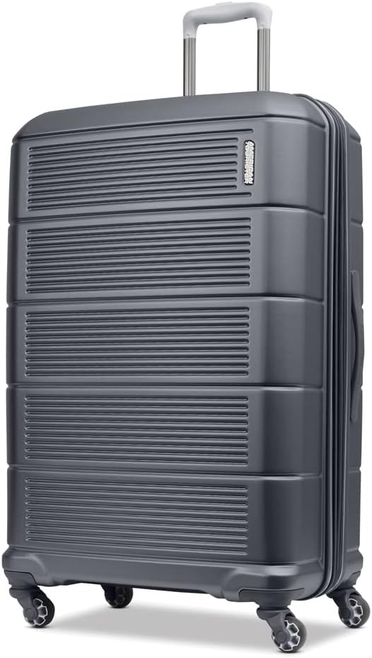 American Tourister Stratum 2.0 Expandable Hardside Luggage with Spinner Wheels, 28-Inch Checked-Large, Charcoal