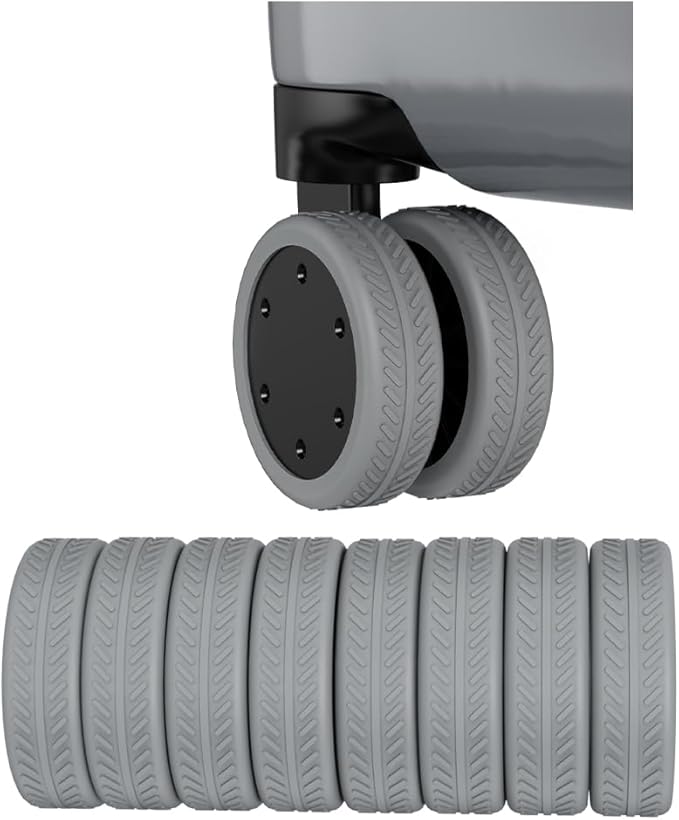 TUCANA Silicone Luggage Wheel Protect Covers for Suitcases, Elastic, Mute and Shockproof (Gray)