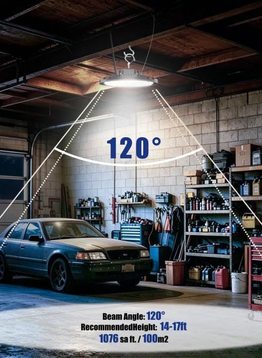 160W UFO LED High Bay Light, 24,000LM LED Shop Lights for Garage Warehouse Workshop, 5000K Daylight IP65 Waterproof Commercial Ceiling Fixture, 700W HPS/MH Equiv, ETL Listed, 6ft Cord, 2-Pack
