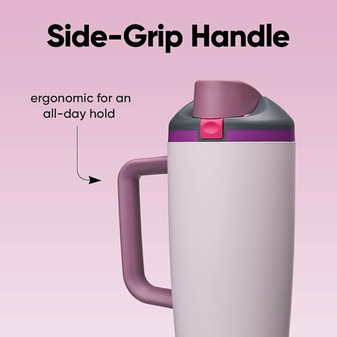 Owala FreeSip Tumbler Insulated Stainless Steel Water Bottle with Built-in Straw and Side Handle, For Travel, Work, School, and Sports, 40oz, BPA Free, Leak Proof, Dreamy Field