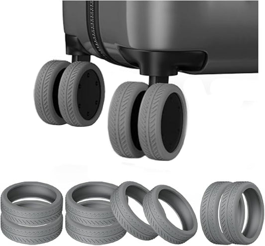 TUCANA Silicone Luggage Wheel Covers for Suitcases or Office Chair Caster, Elastic, Mute and Shockproof (Gray)
