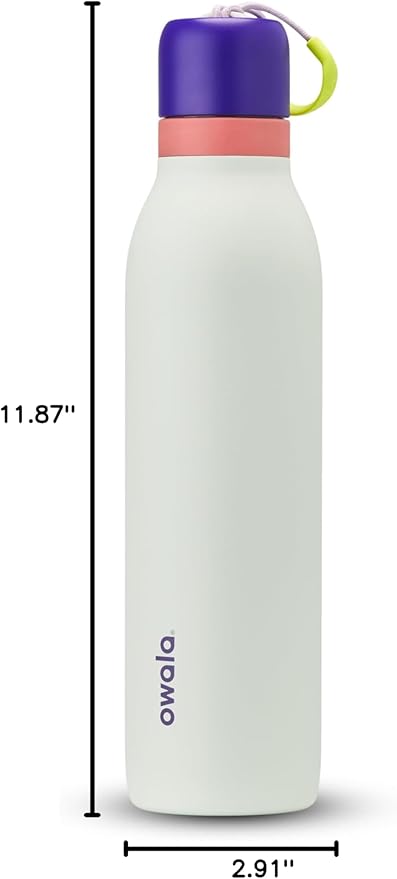 Owala FreeSip Twist Insulated Stainless Steel Water Bottle with Straw for Sports and Travel, BPA-Free, 24-oz, Purple/Green (Minty Horizon)