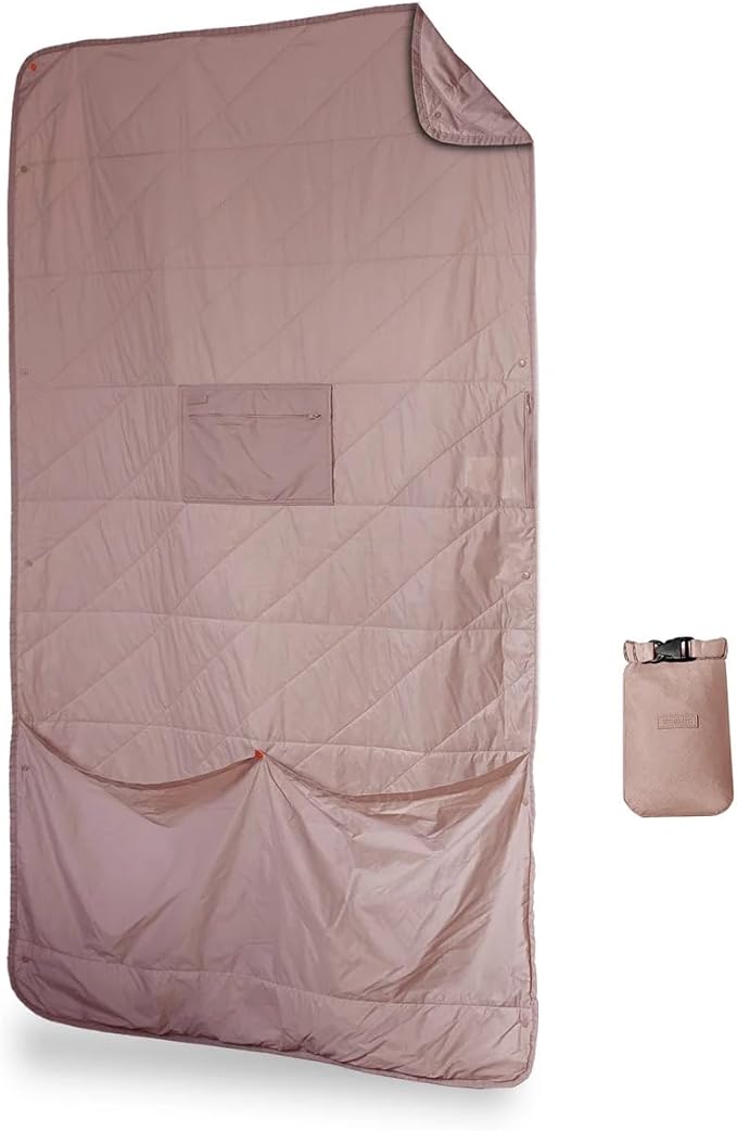 Gravel Layover Travel Blanket – Ultra-Light Compact Blanket for Camping and Outdoor Adventures - Down Alternative Portable Travel Blanket for Layovers & Road Trips (Quartz)
