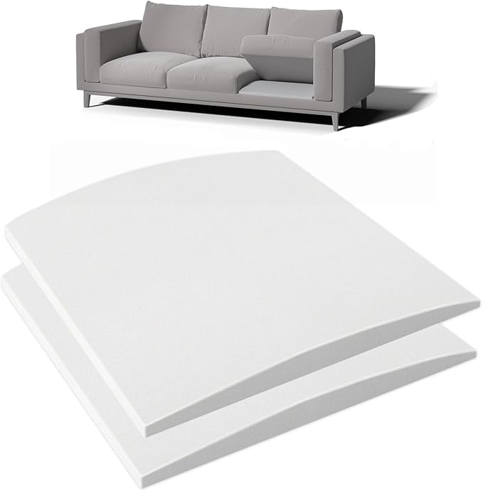 Couch Cushion Support for Sagging Seat, 20"x20"x2" 40D High Density Curved Foam Sofa Cushion Support, Under-Cushion Sag Repair,White Set of 2