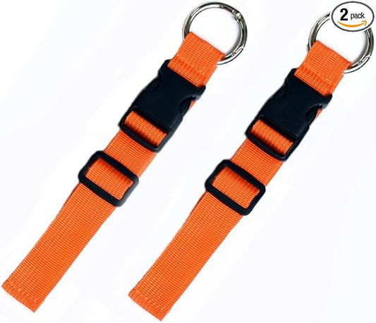 2 Pack Add a Bag Luggage Straps - Adjustable Suitcase Belts Travel Accessories - Jacket Gripper Arm Saver Easy to Carry Your Extra Bags (Orange)