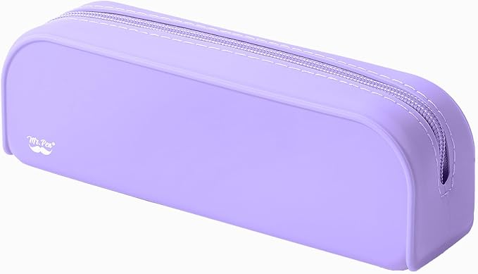 Mr. Pen- Silicone Pouch, Aesthetic Purple Pencil Bag, Small Makeup Pouch