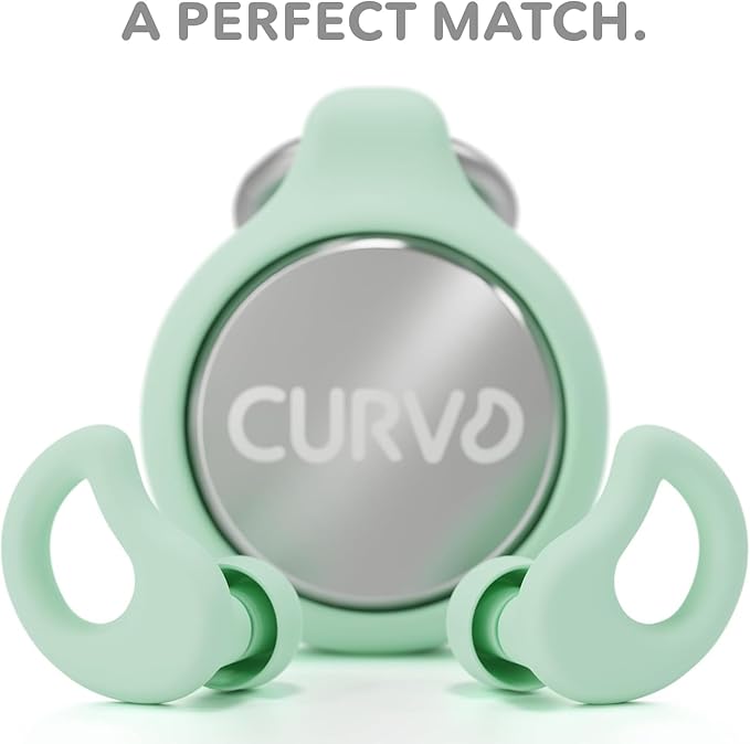 CURVD Everyday Earplugs + Case Clip Bundle, the Perfect earplug for Sleep, Travel, Noise Sensitivity/canceling + Case Clip Package Portable Waterproof Container & Silicone Sleeve for Ear Plugs(Mint)