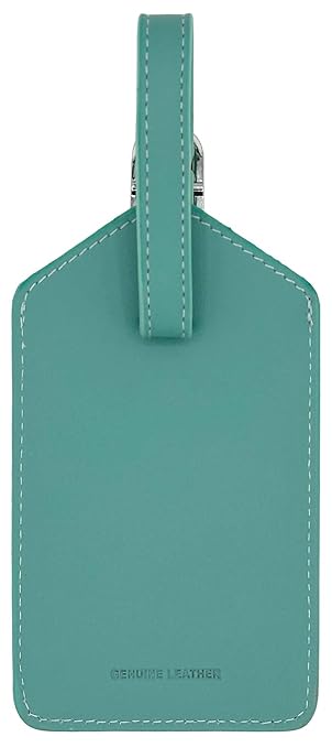 Turquoise Genuine Top Grain Leather Luggage Tag
