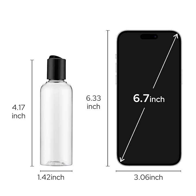 Travel Bottles for Toiletries 3.4 oz TSA Approved - 5 Pack Leak Proof Travel Size Containers, Clear Squeezable Plastic Bottles with Labels for Shampoo Lotion, Flight Cruise Gym Essentials