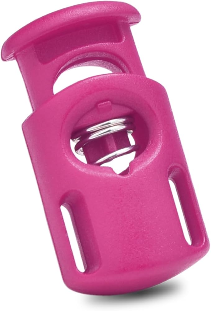 CooBigo 10 Pack Plastic Spring Cord Locks for Drawstring Paracord, Cord Stopper Toggle Clasps for Sweatpants Hoodie Gloves Hats Swim Goggles String Clip Elastic Shoeslace String Lock Pink