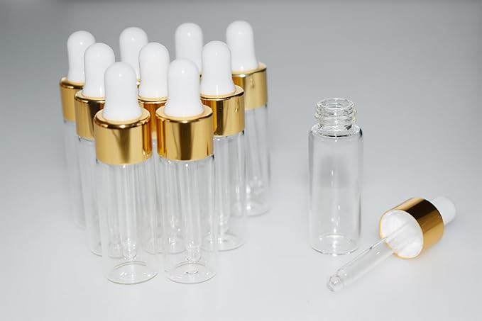 Small Dropper Bottle, 10pcs 5ml Mini Sample Dropper Bottles Mini Makeup Containers for Travel Liquids Tiny Glass
