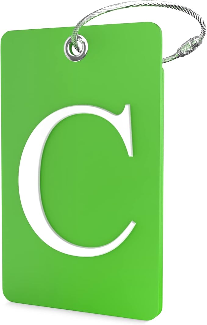 Luggage Tag Initial – Fully Bendable Tag w/Stainless Steel Loop (Letter C)