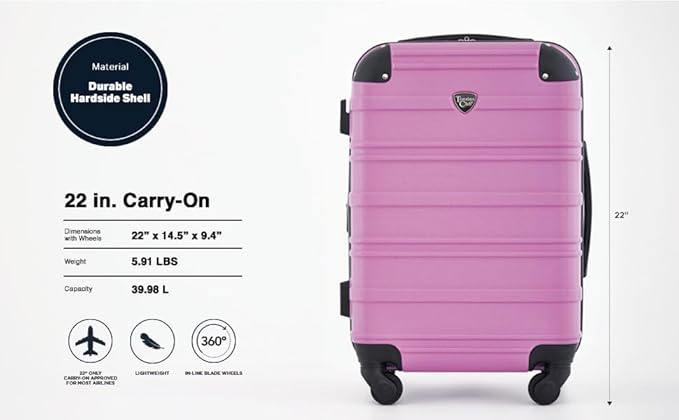 Travelers Club Phoenix Luggage, Mulberry, 22-Inch Carry-On