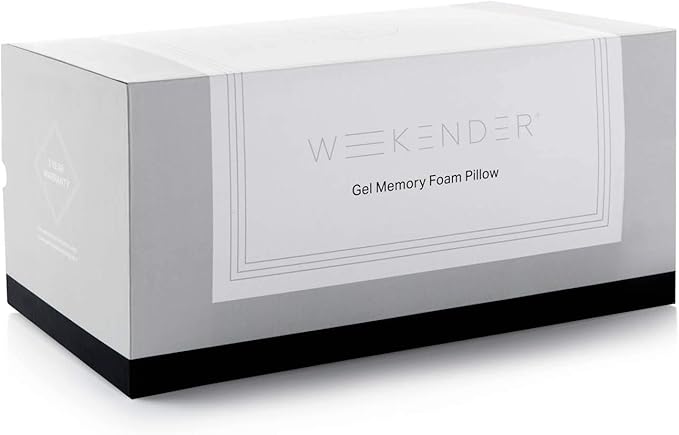 Weekender Gel Memory Foam Pillow - Standard Size - 1-Pack - Medium Firm Feel - Neck and Shoulder Support - Side & Back Sleepers - Home, Hotel, & Hospital Essentials - CertiPur Certified