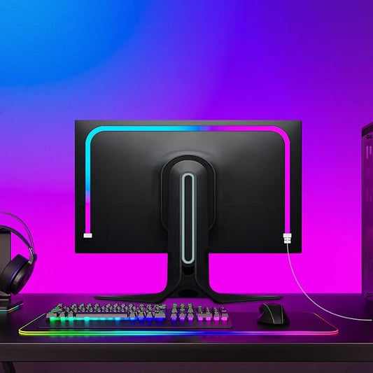 Monitor LED Backlights, LED Strip Light Sync with Screen Color/Music, Computer Light Bar Behind Screen, for PC/Mac, LEDs for Desk Gaming, USB Interface,Software Control (27 inch)