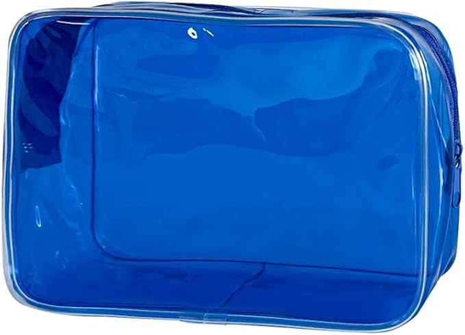 Neon TSA Approved Clear Toiletry Pouch, 7"x2.3"x4.7" Size, PVC Travel Makeup Bags for Toiletries, Transparent Cosmetic Bag for Women and Men Small (dark blue)