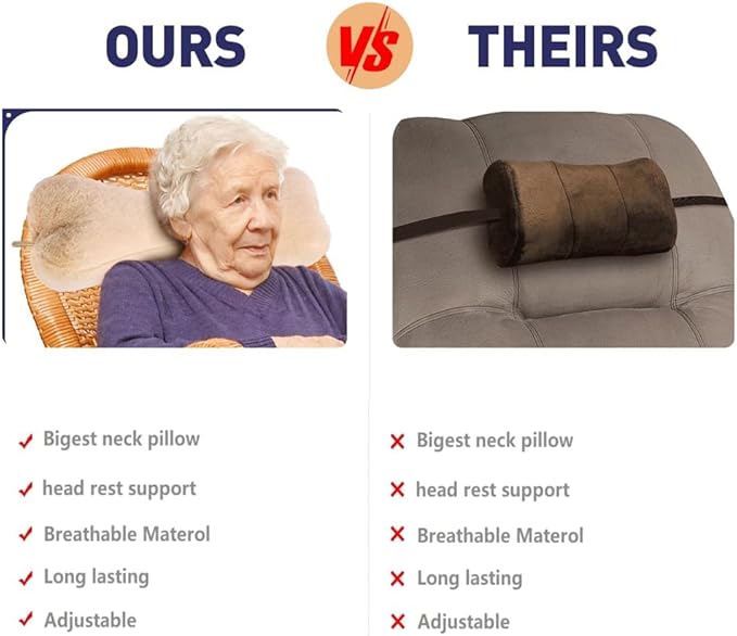 Head Recliner Pillow Adjustable Cotton Headrest Pillows for Recliner Chairs, Pain Relief Neck Support Pillow for Travel Home Sofa Armchair with Zipper Cover (Cream)