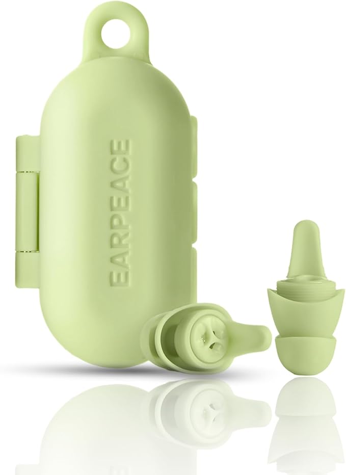 EARPEACE Everyday Noise Control & Noise Reduction Ear Plugs - High-Fidelity Earplugs, Comfortable & Reusable Earplugs for Travel, Sleep, Work, Snoring Blocking, Includes Carrying Case - Gumdrop Green
