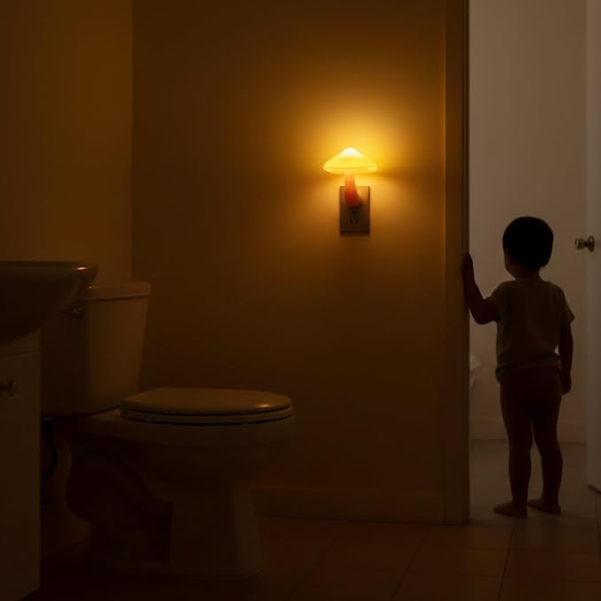 3 Pack LED Mushroom Night Light Plug in Lamp Warm Yellow Light Sensor Night Lights Plug into Wall, Dusk to Dawn Sensor NightLight for Adults Kids Room Bedroom Bathroom Hallway Kitchen
