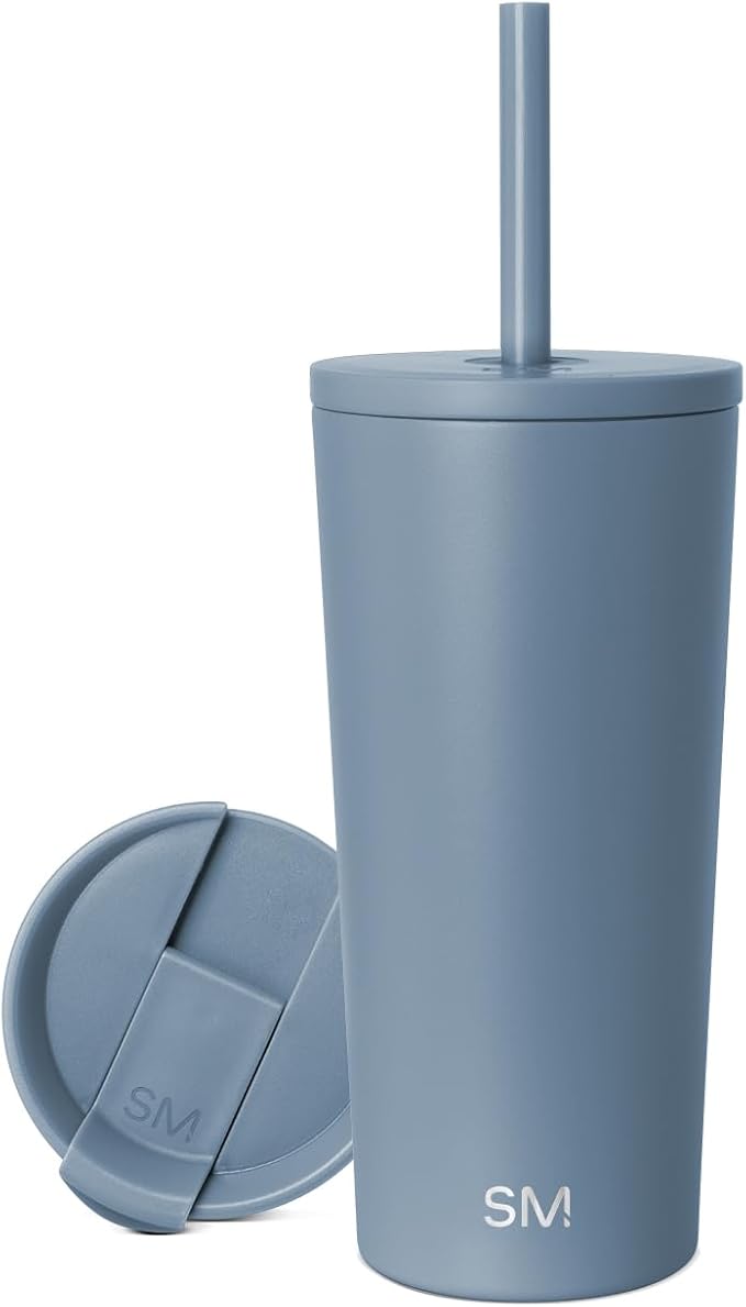 Simple Modern Classic Tumbler with Straw Lid | Insulated Iced Coffee Cup Reusable Stainless Steel Water Bottle Travel Mug | Gifts for Women Men Her Him | 20oz | Blue Dune