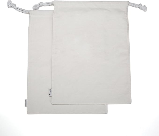 100% Cotton Canvas Travel Laundry Bag, 2-Pack