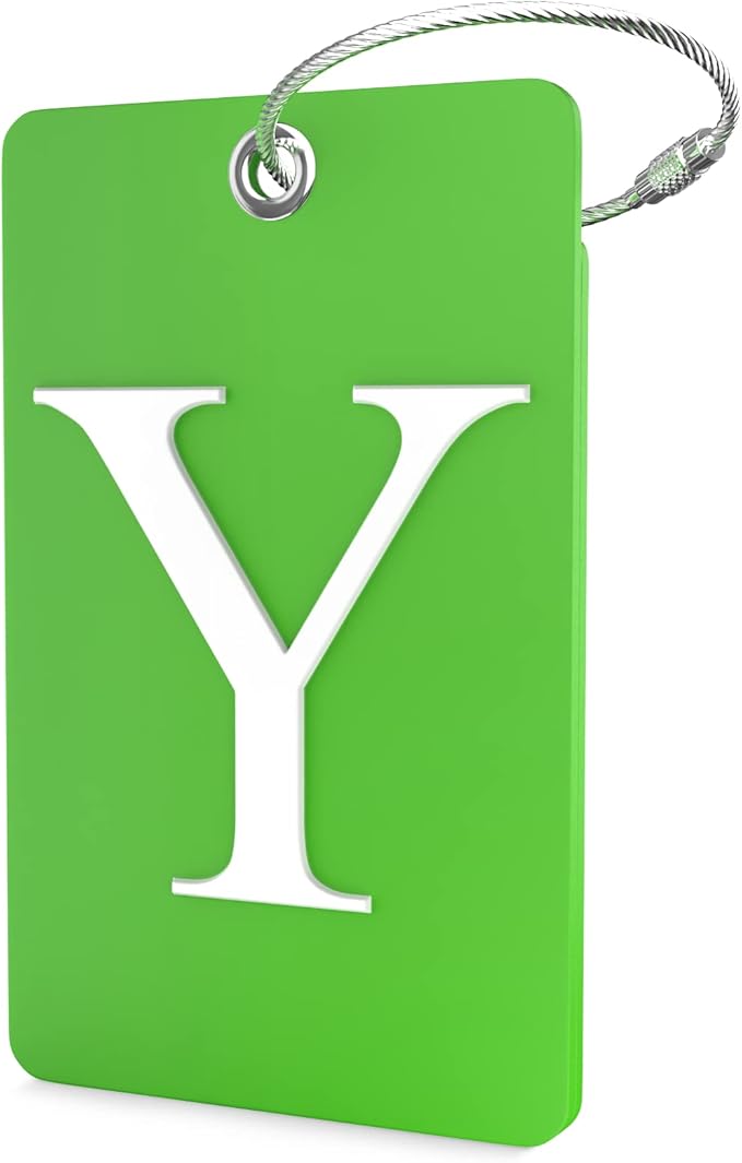 Shacke Luggage Tag Initial Fully Bendable Tag w/Stainless Steel Loop (Letter Y)
