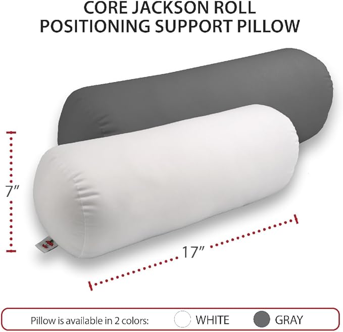 Core Products Jackson Roll Orthopedic Bolster Pillow - Neck, Back, Leg, Knee & Arm Support – Cervical & Lumbar Roll for Pain Relief, Spinal Alignment & Travel Comfort for Bed or Chair- Gray