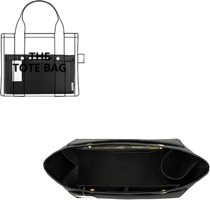 ZTUJO Purse Organizer Insert For Handbag & Tote Shaper,Tote Bag Organizer Insert For Speedy Neverful, 6 Sizes(Slender Large,Silky Black)