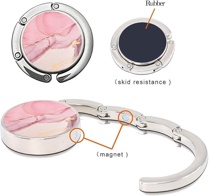 Foldable Purse Hook Womens Bag Table Hanger Collection Desk Hooks for Purse (4pack Beautiful Marble Hook)