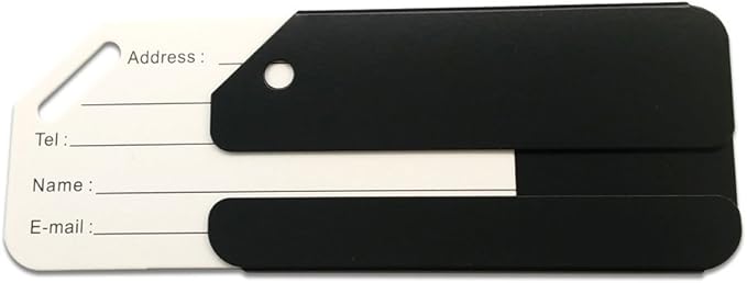 2Pack Black Aluminum Luggage Tag with Name ID Card Perfect to Quickly Spot Luggage Suitcase by Ovener