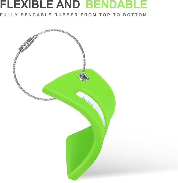 Gostwo 8 Pack Luggage Tags for Suitcases, 26 Initial Letter Travel Luggage Baggage Identification Labels ID Tags Fully Bendable Tags with Stainless Steel Loop (Letter P, Green)