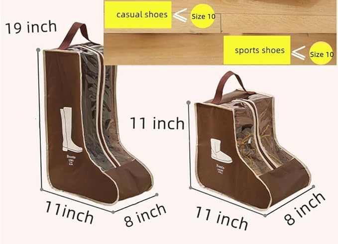 2 Set Portable Boot Storage - Tall & Short Boots, Shoe Cover, Dust Bag for Travel - Beige