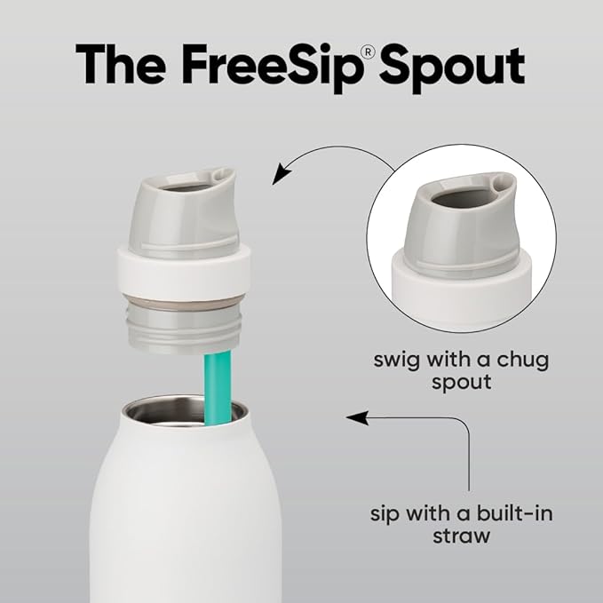 Owala FreeSip Twist Insulated Stainless Steel Water Bottle with Straw for Sports and Travel, BPA-Free, 24-oz, Bubble Gum