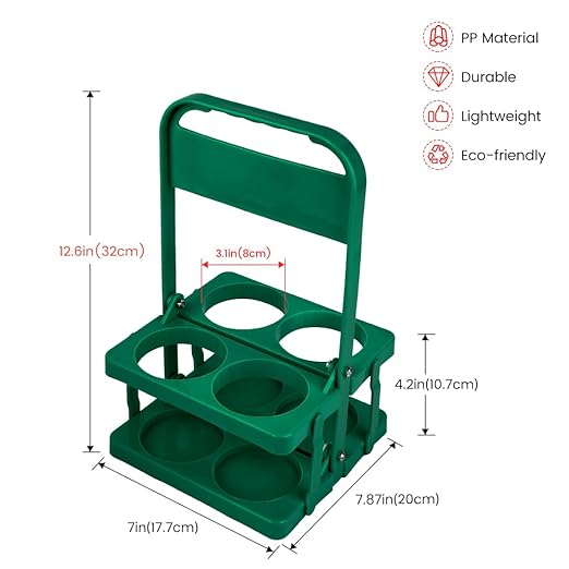 Bodaon 4 Cup Drink Carrier with Handle, Plastic Cup Carriers for Drinks, Drink Holder for Car,Take Out Delivery Drivers Accessories, Portable Foldable Reusable Mobile, Use for Food Delivery Bag