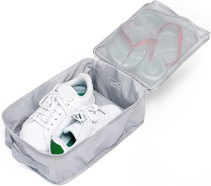 Travel Shoe Bags, Foldable Waterproof Shoe Pouches Organizer-Double Layer (2+2 Grey Shoebags)