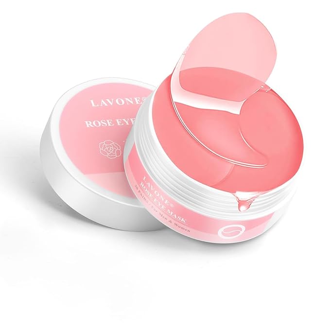 LAVONE Eye Mask - 30 Pairs Rose Under Eye Patches Skin Care Products,Eye Masks Skincare for Dark Circles and Puffiness, Reduce Wrinkles, Eye Bags and Fine Lines, for Women and Man - Pink
